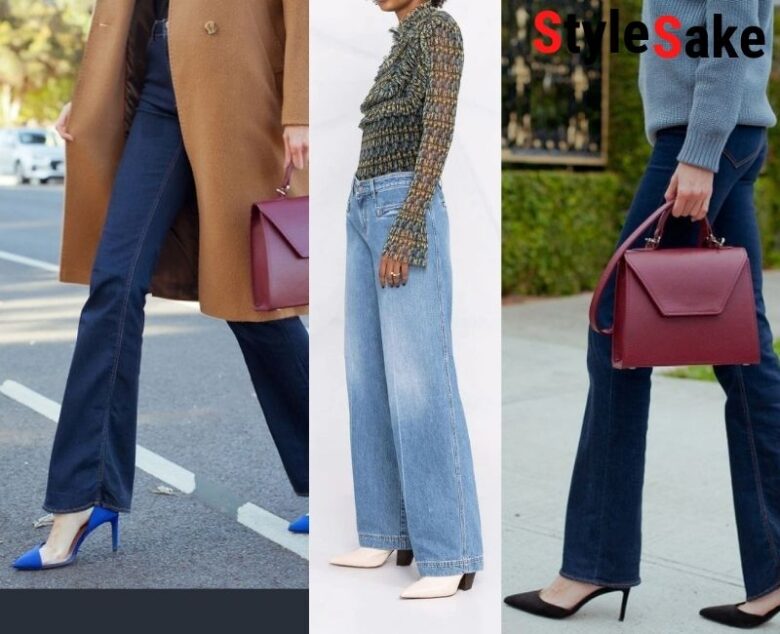 pointed pumps shoes with flare jeans