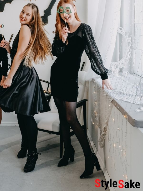 black ankle boots with black dress