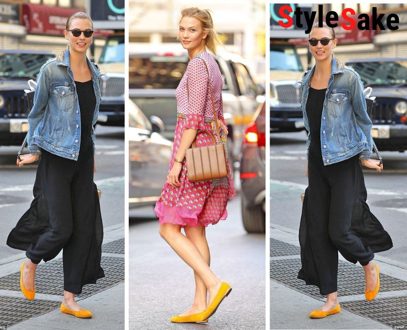 karlie kloss in yellow shoes